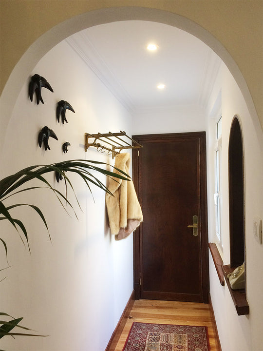 Perchero de pared vintage aluminio dorado años 50