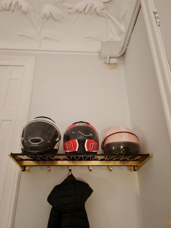 Perchero de pared vintage aluminio dorado años 50