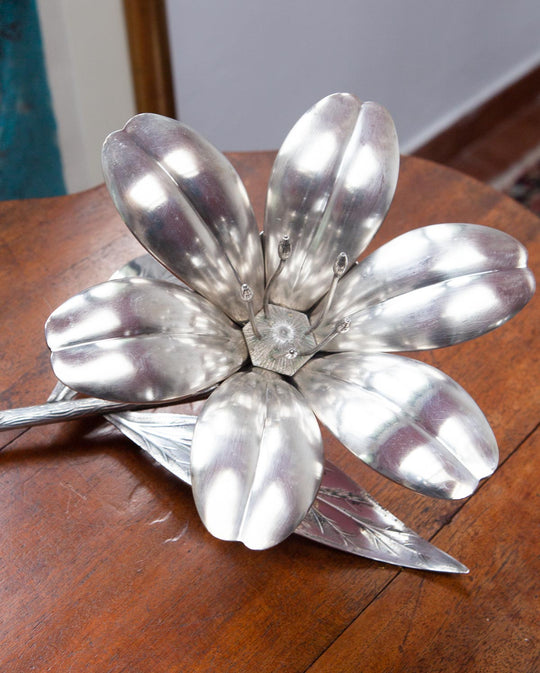 Cenicero flor metal plateado años 60/70 spanish vintage flower silver metal ashtray