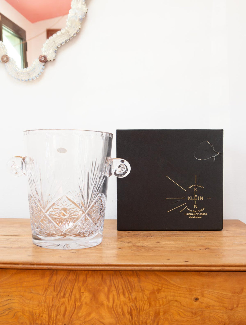 Cubitera cristal tallado Yves Klein Bertrichamps Baccarat años 80/90 French ice bucket