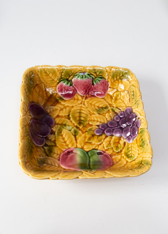 Antigua fuente francesa barbotine frutas french fruit plate