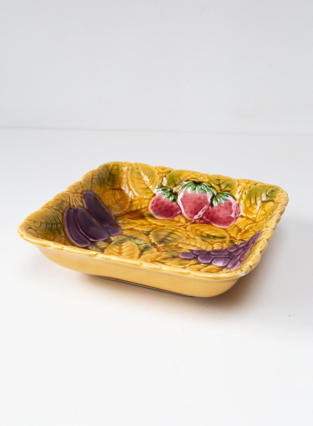Antigua fuente francesa barbotine frutas french fruit plate