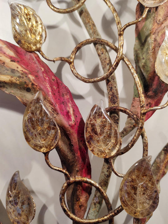 pareja grandes apliques vintage italianos metal flores