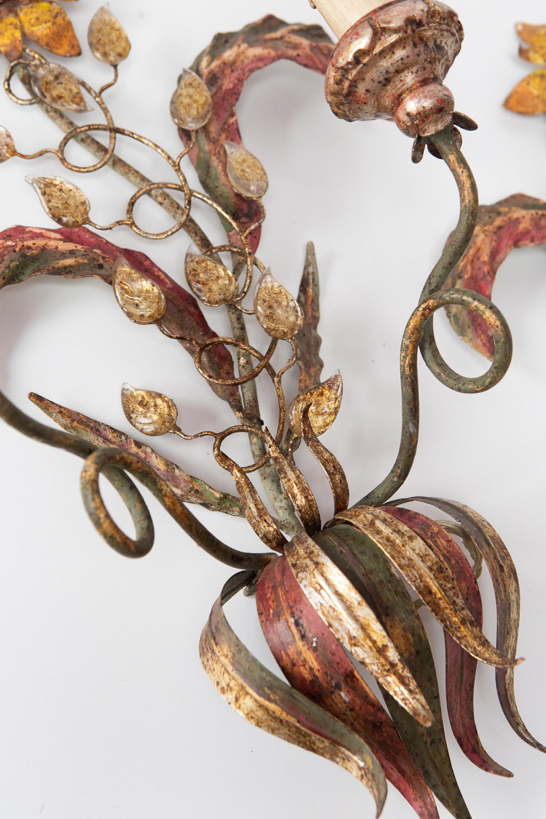 pareja grandes apliques vintage italianos metal flores