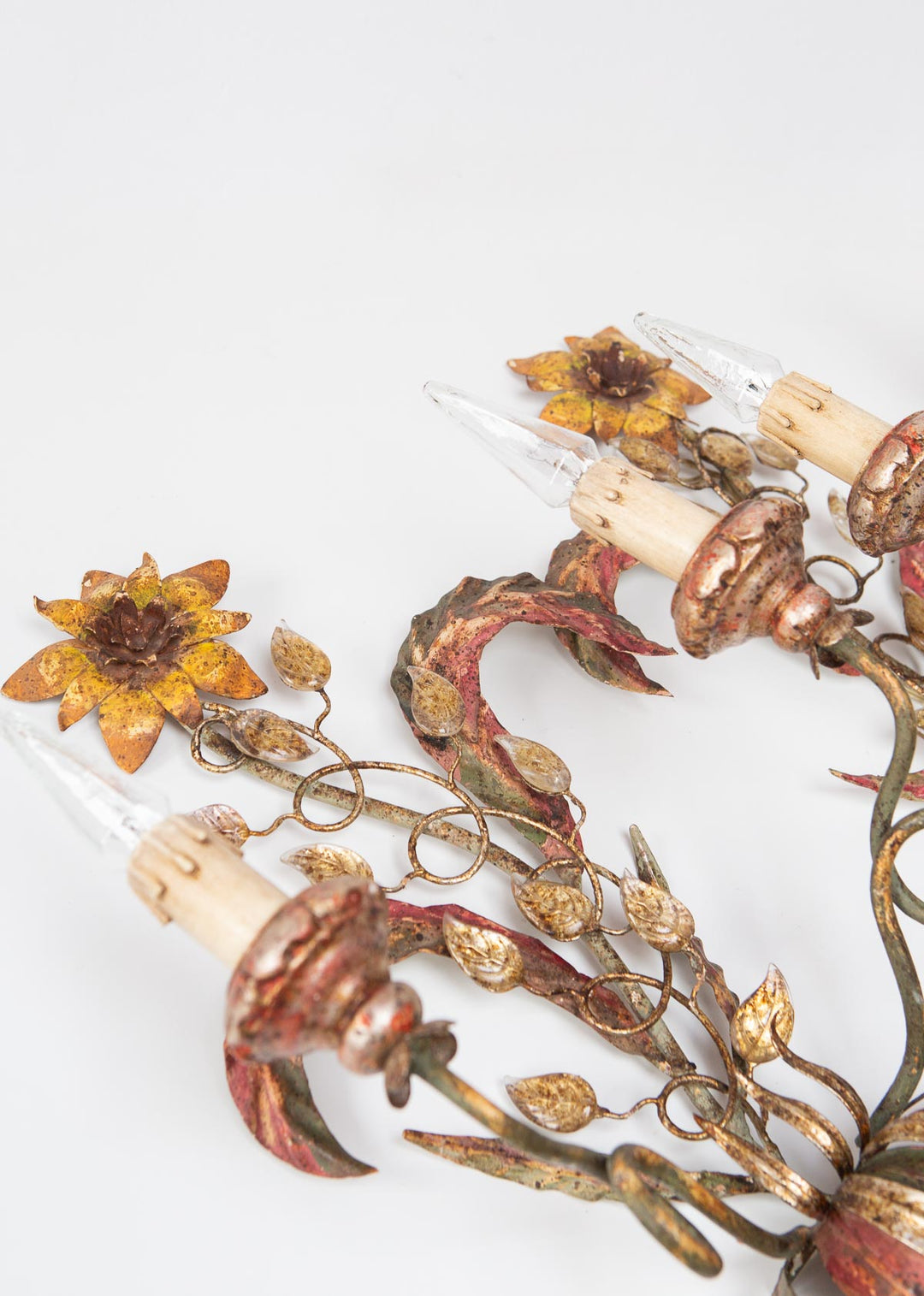 pareja grandes apliques vintage italianos metal flores