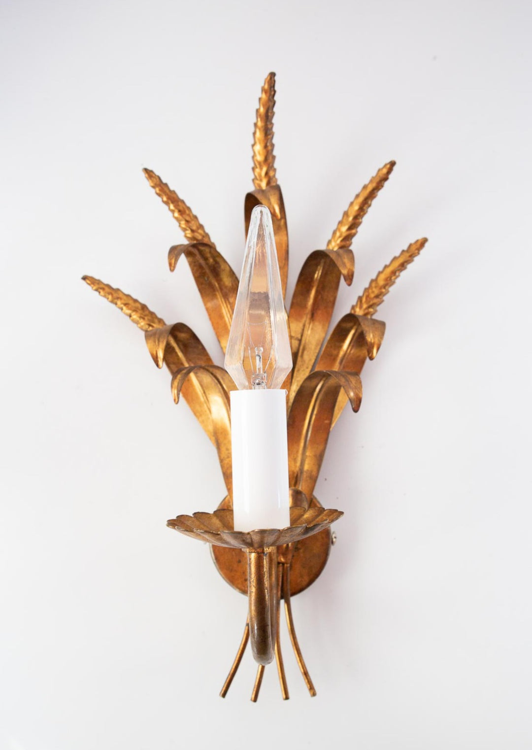 aplique vintage metal hojas y espigas doradas sconce ears of wheat