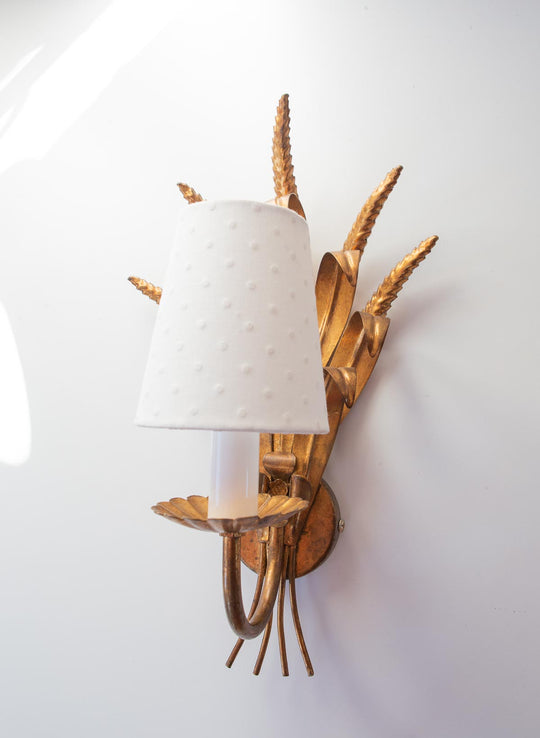 aplique vintage metal hojas y espigas doradas sconce ears of wheat