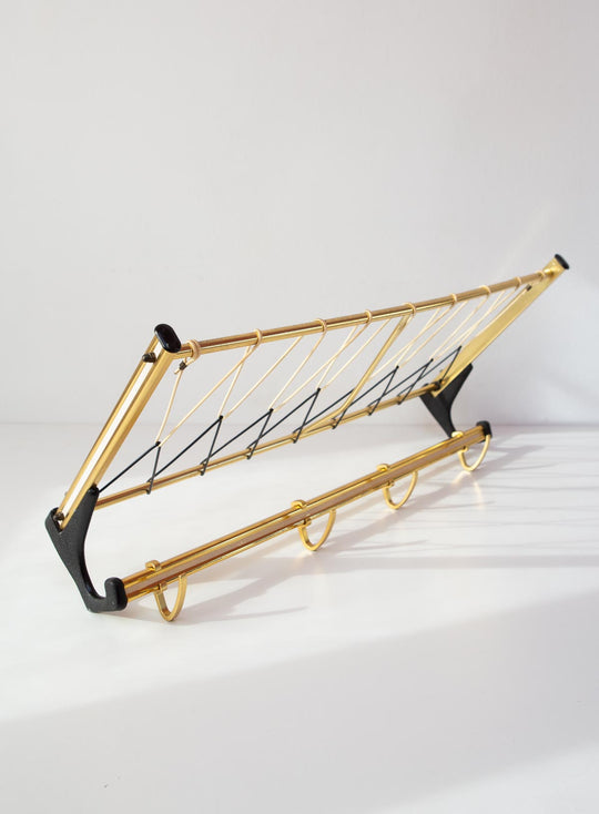 Perchero de pared vintage aluminio dorado años 50