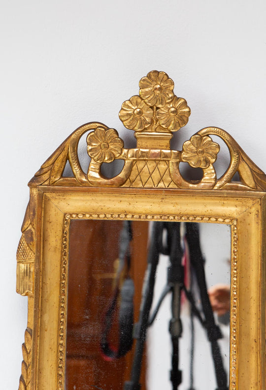 antiguo Espejo francés dorado con copete estilo Luis XVI s. XIX antique french mirror