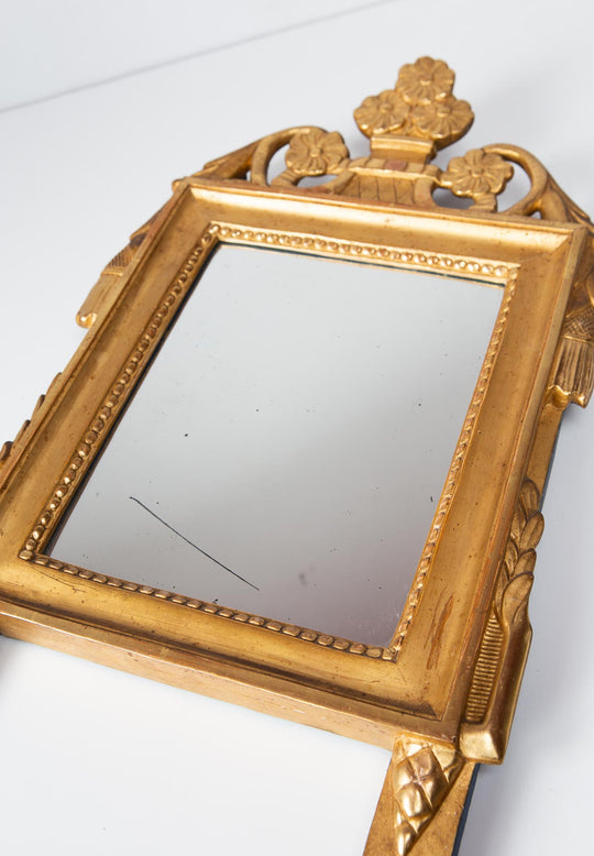 antiguo Espejo francés dorado con copete estilo Luis XVI s. XIX antique french mirror