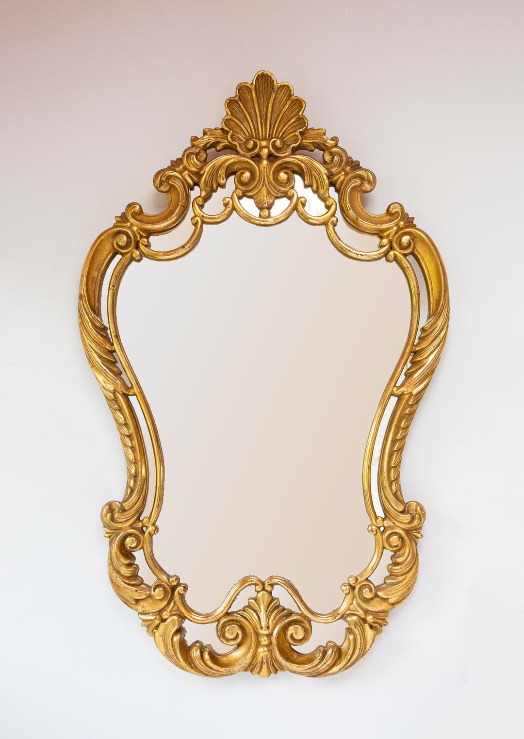 antiguo espejo francés dorado vintage luis xv con copete gold french mirror