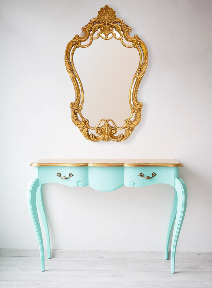 espejo dorado vintage luis xv con copete gold french mirror