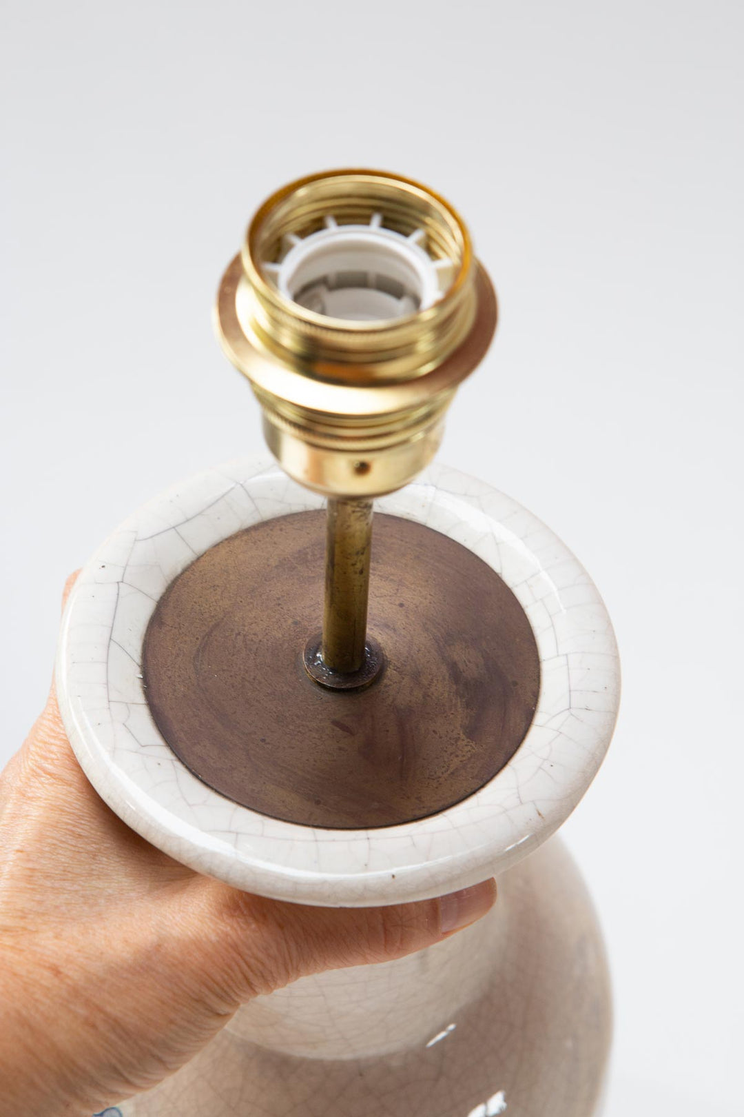 Pareja grandes lámparas mesa cerámica craquelada