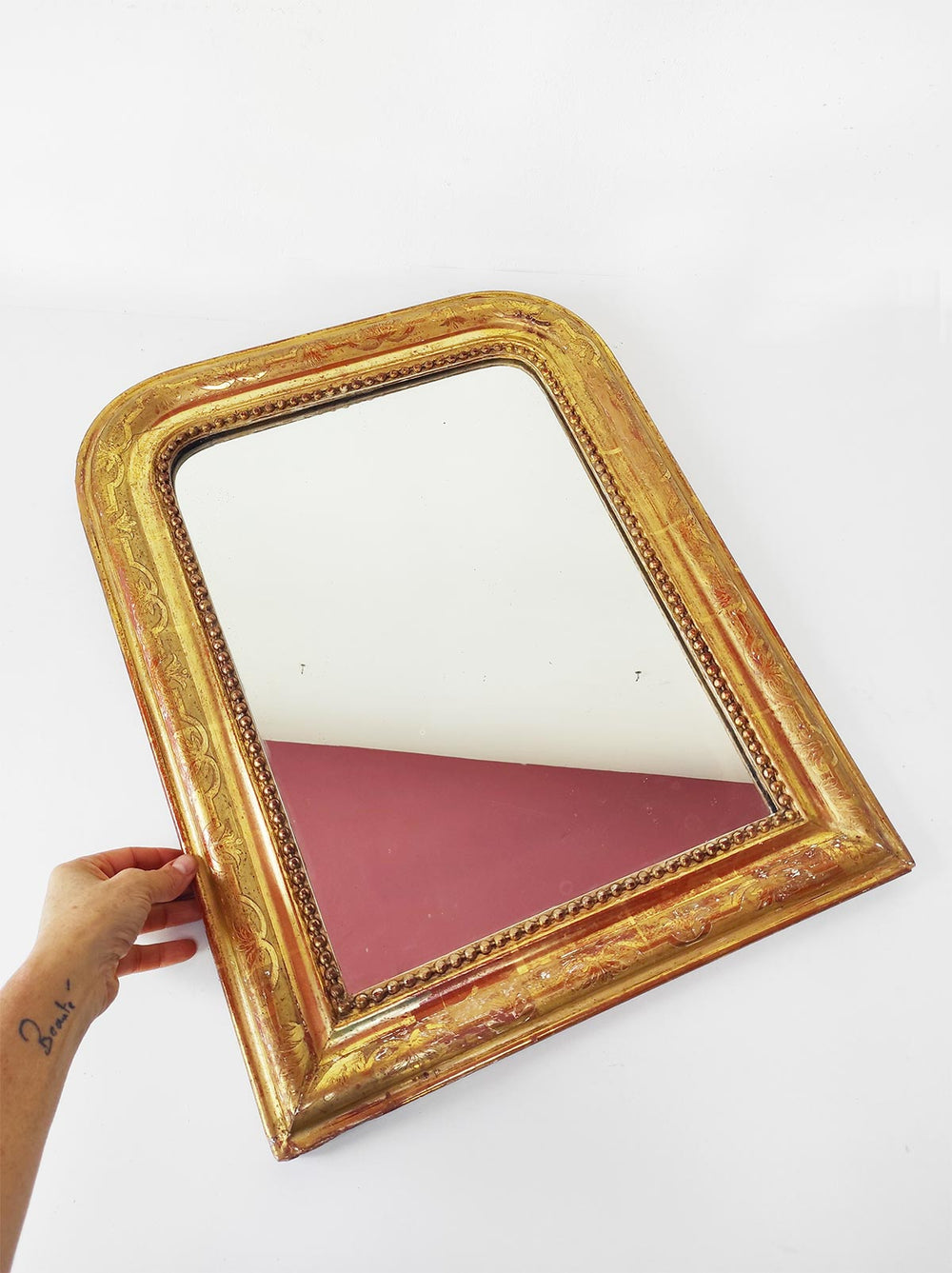 Antiguo espejo dorado Louis Philippe s. XIX al oro fino gold french mirror miroir ancien