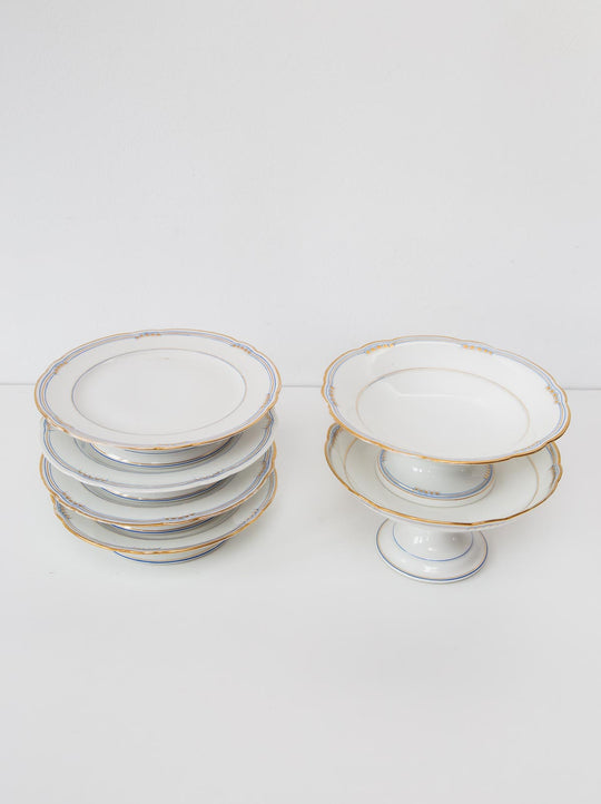 Antiguos pies de tarta porcelana viejo Limoges (⌀ 23 cm)