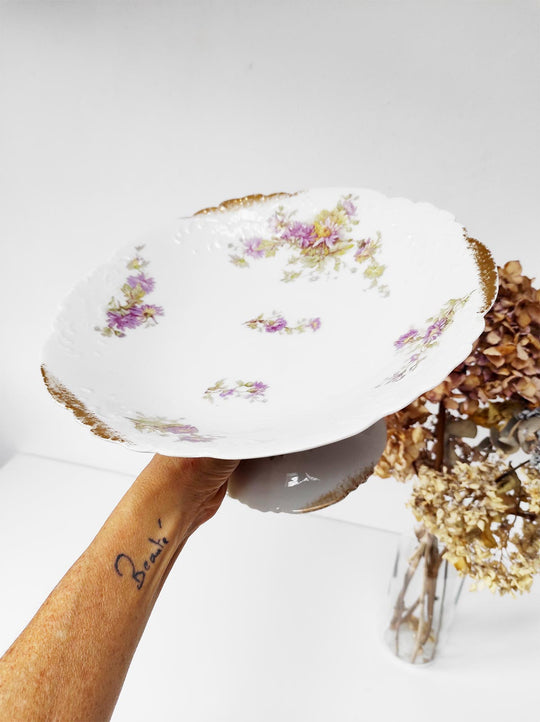 Antiguo frutero porcelana Limoges fruit stand