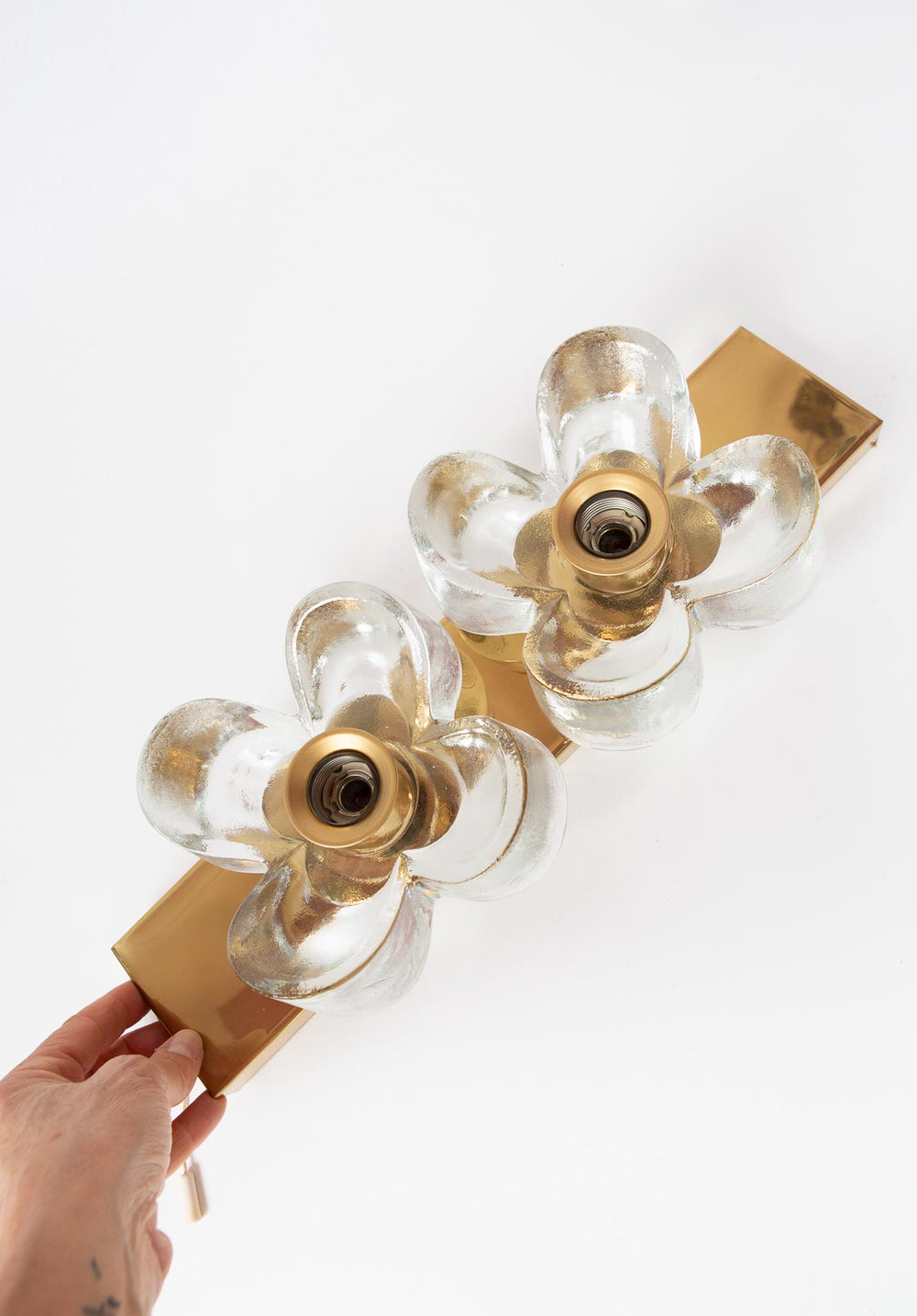 Aplique o plafón Sische años 70 latón y cristal