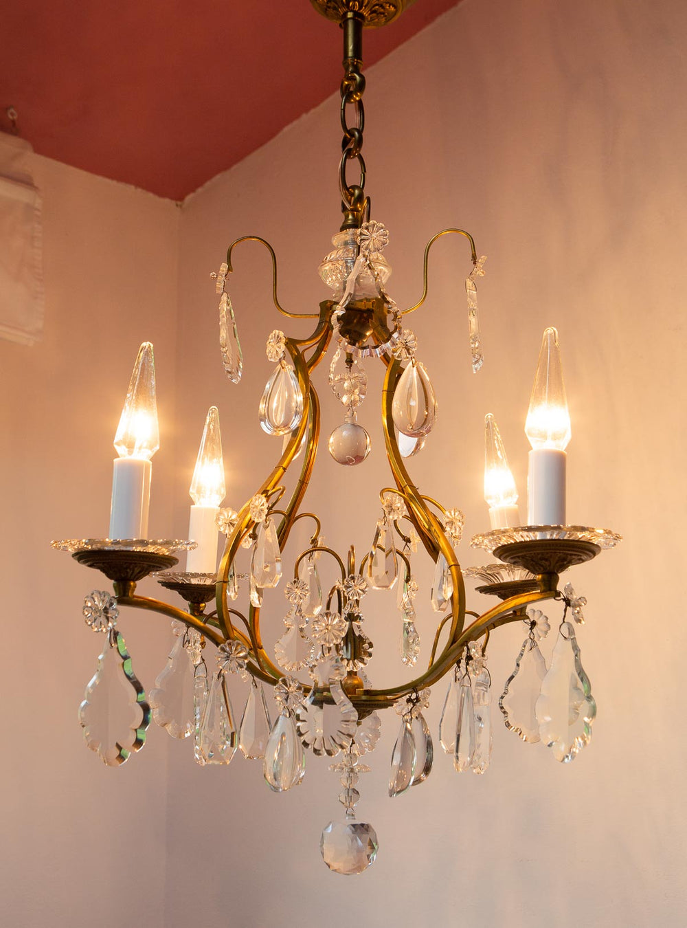 antigua lampara techo araña laton y cristales francesa french chandelier