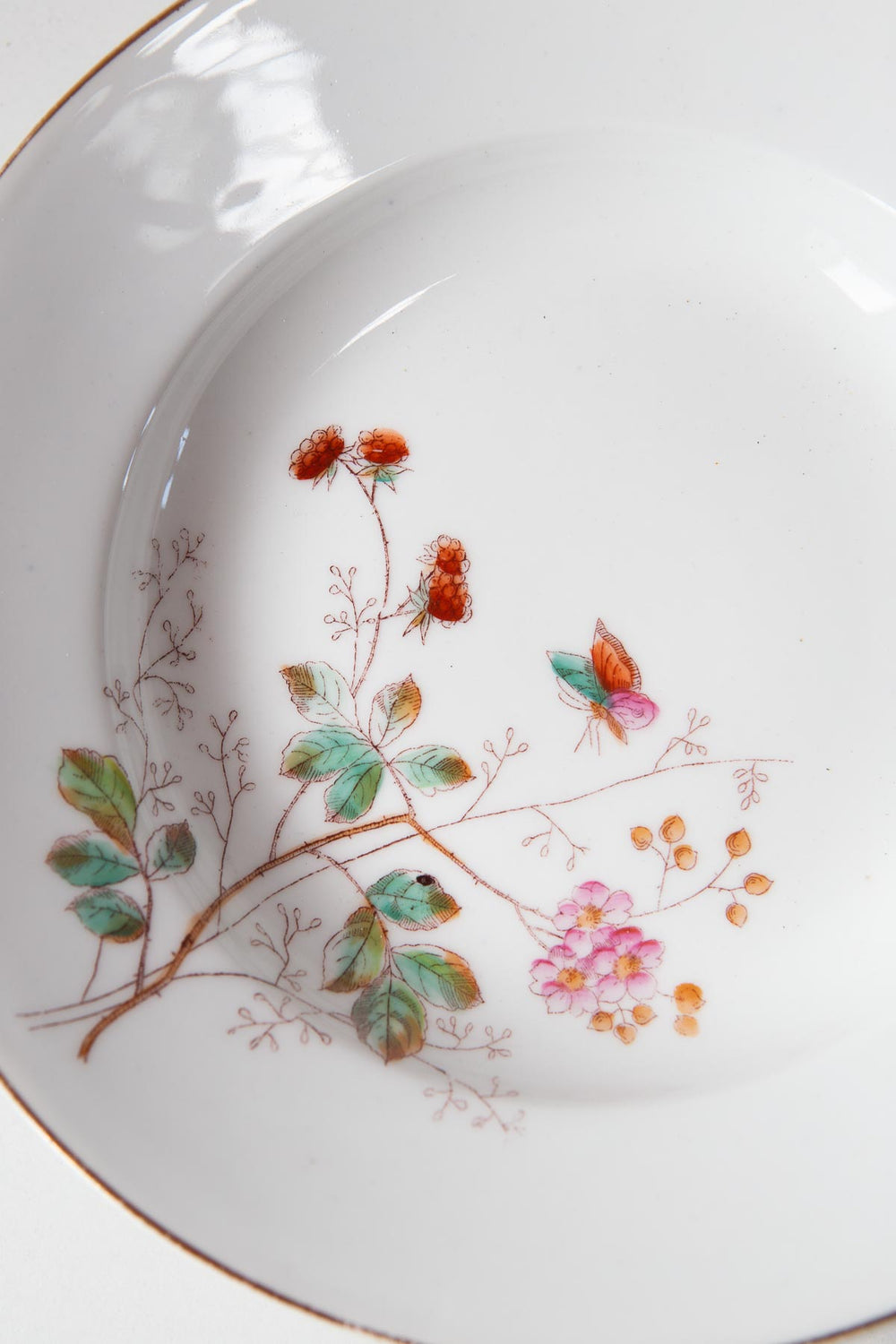 antiguo plato hondo porcelana francesa vieux paris mariposas