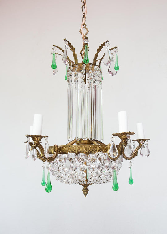 lampara techo francesa bronce y cristales chandelier vintage