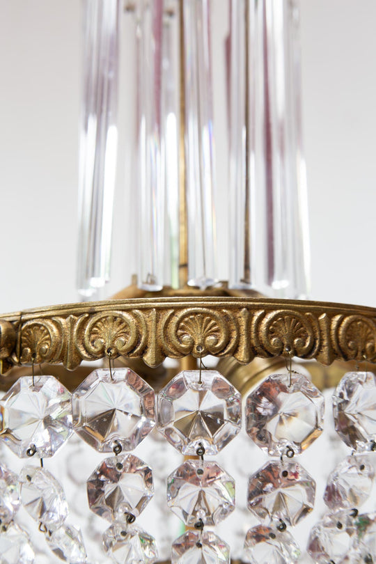 lampara techo francesa bronce y cristales chandelier vintage