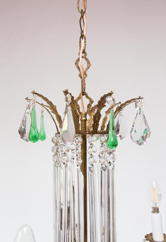 lampara techo francesa bronce y cristales chandelier vintage