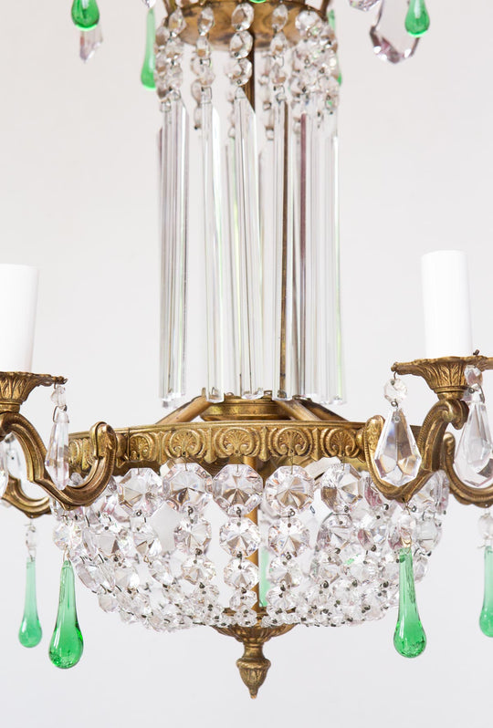 lampara techo francesa bronce y cristales chandelier vintage