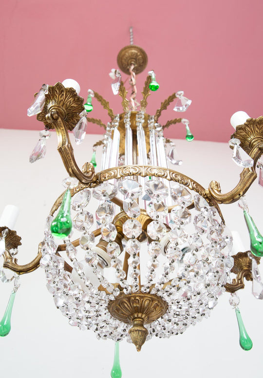 lampara techo francesa bronce y cristales chandelier vintage