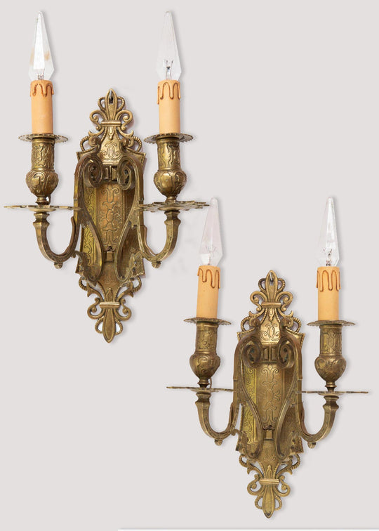 pareja antiguos apliques bronce franceses pair of antique french bronze wall lights