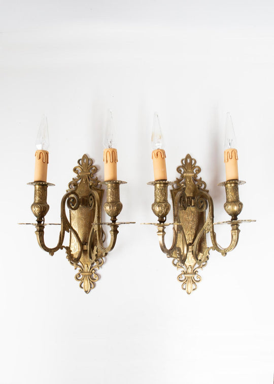 pareja antiguos apliques bronce franceses pair of antique french bronze wall lights