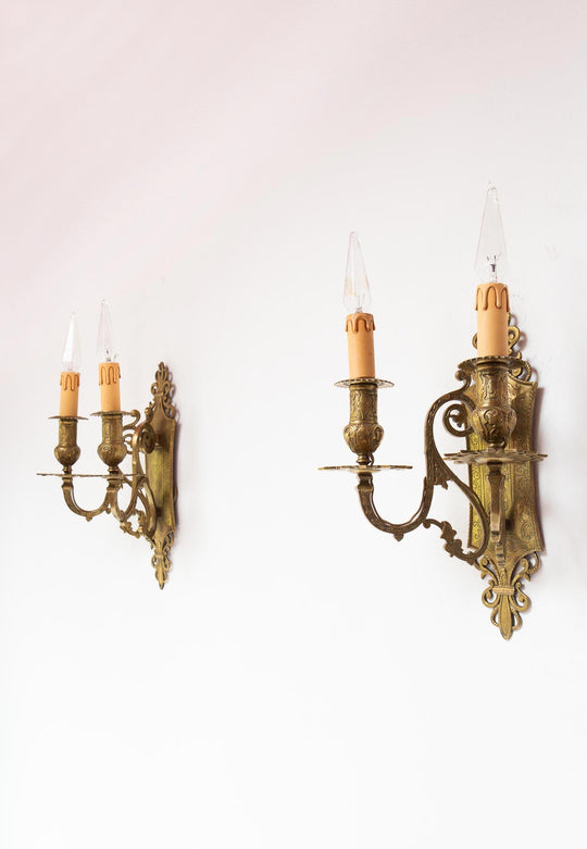 pareja antiguos apliques bronce franceses pair of antique french bronze wall lights