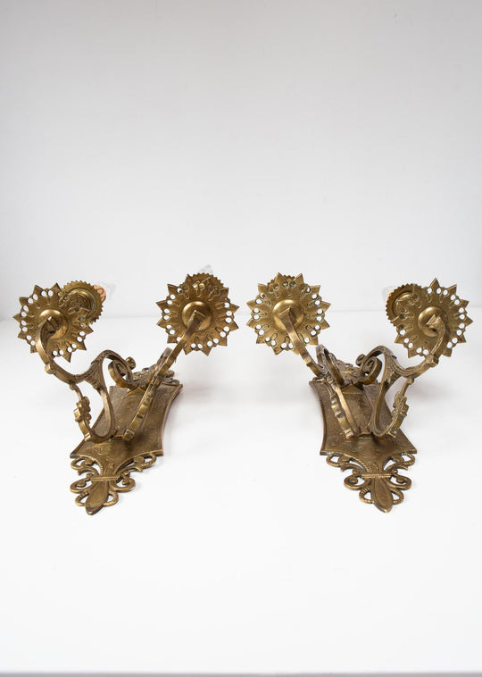 pareja antiguos apliques bronce franceses pair of antique french bronze wall lights