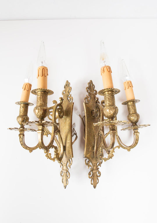 pareja antiguos apliques bronce franceses pair of antique french bronze wall lights