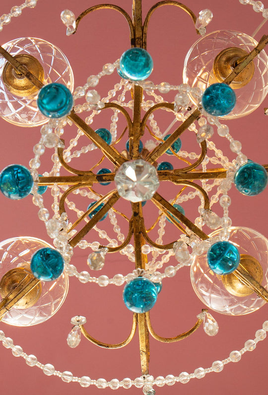 lámpara techo italiana gotas azules murano vintage chandelier