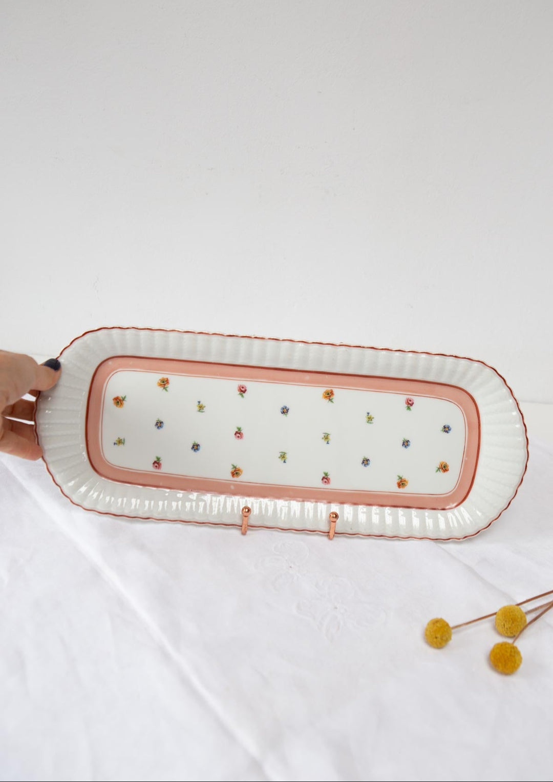 fuente alargada bernardaud limoges porcelana