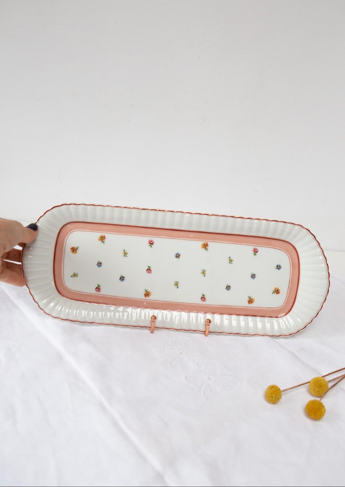 fuente alargada bernardaud limoges porcelana