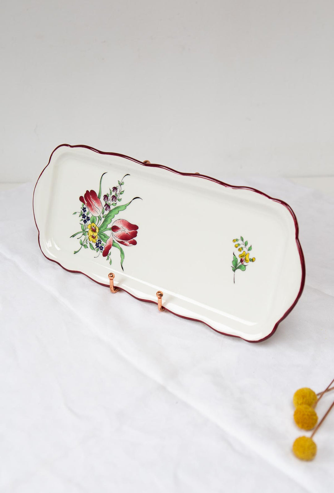 Fuente rectangular loza esmaltada Luneville Francia (39*16 cm)