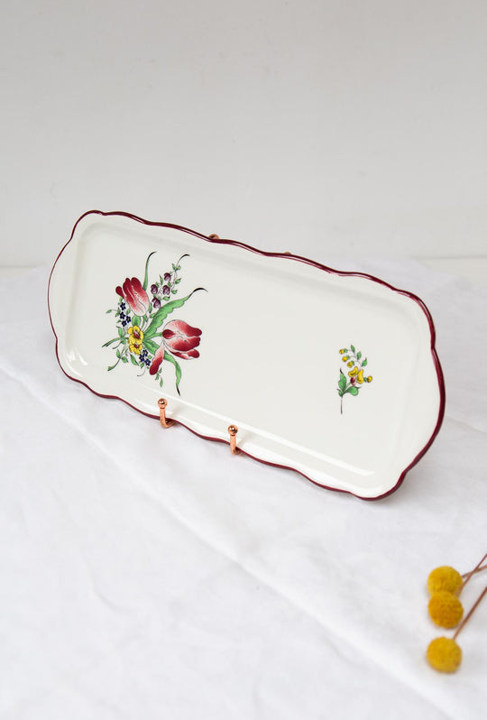Fuente rectangular loza esmaltada Luneville Francia (39*16 cm)