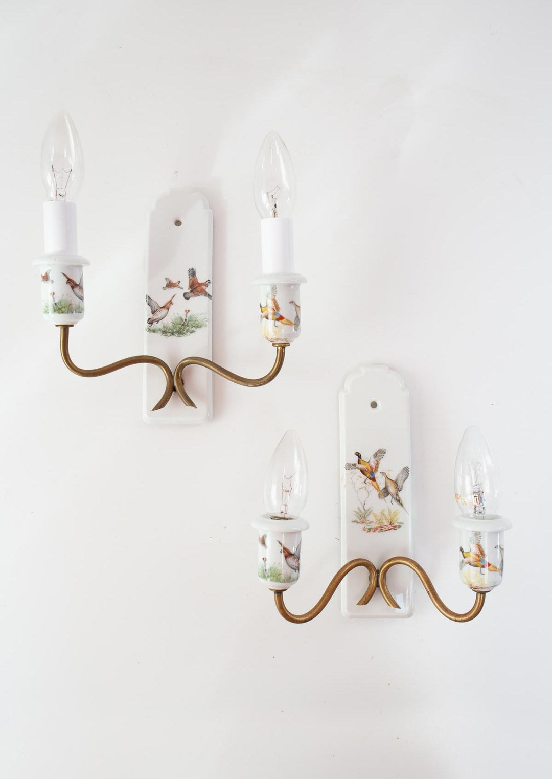 pareja apliques porcelaine de paris pajaros wall lights birds