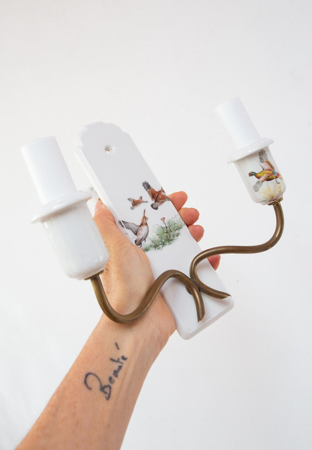 pareja apliques porcelaine de paris pajaros wall lights birds