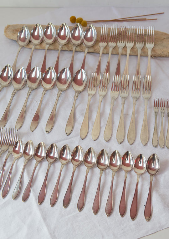 Piezas cubertería postre suecas metal plateado (48 PIEZAS)