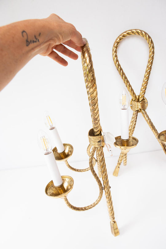 pareja apliques laton nudos