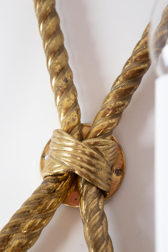 Pareja grandes apliques latón dorado lazos (59 cm)