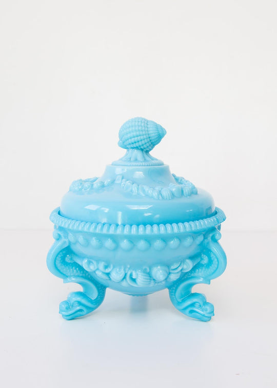 Bombonera o azucarero en opalina azul (15 cm)