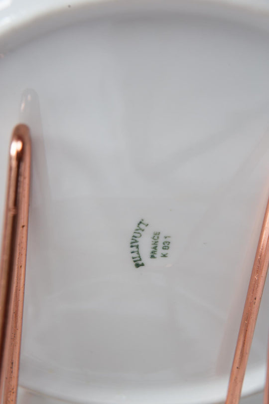 Juego 10 platos LLANOS porcelana francesa Pillivuyt "bordados" (24,5 cm)