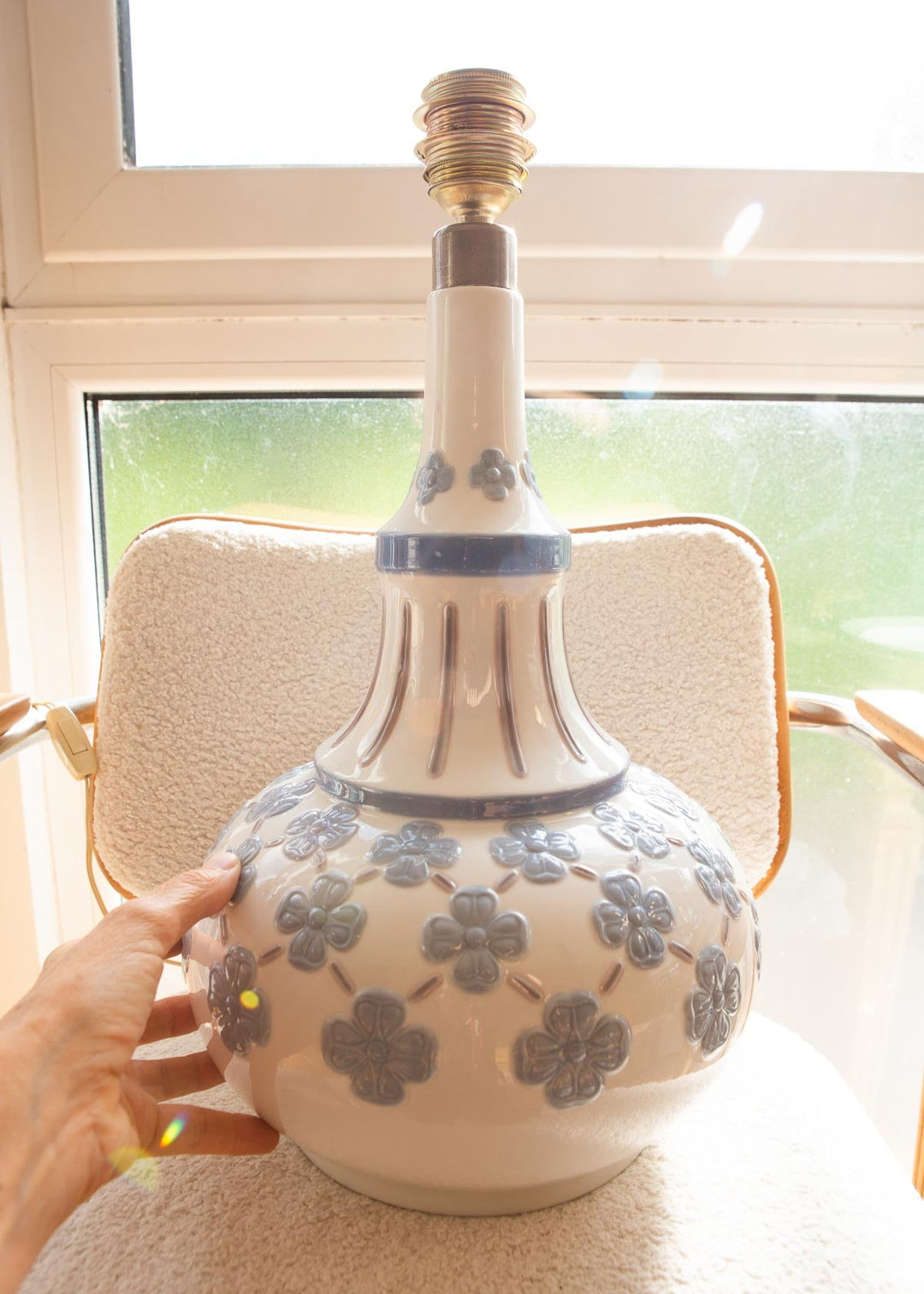 lámpara mesa porcelana lladró flores vintage table lamp