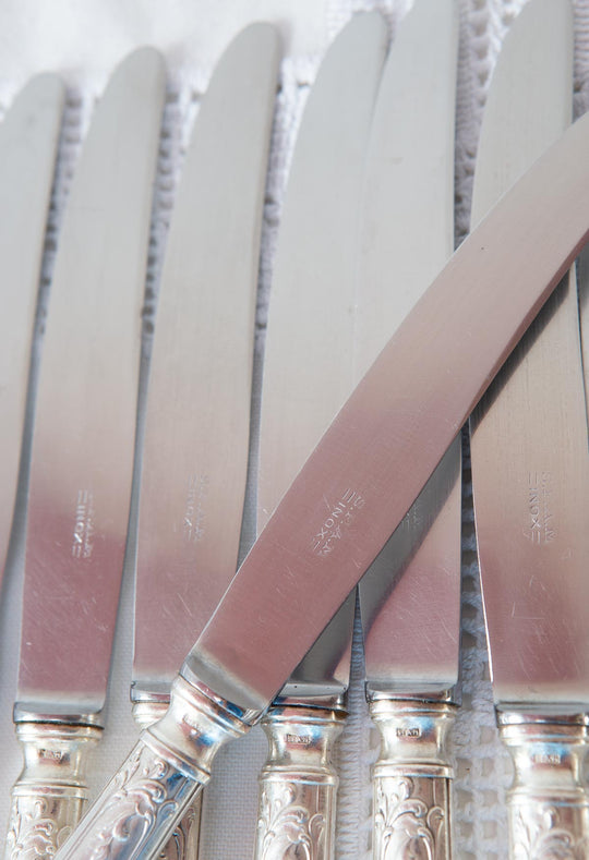 Juego antiguos cuchillos ENTRANTES y MESA para 6 SFAM c. 1940s (2 LOTES DISPONIBLES)