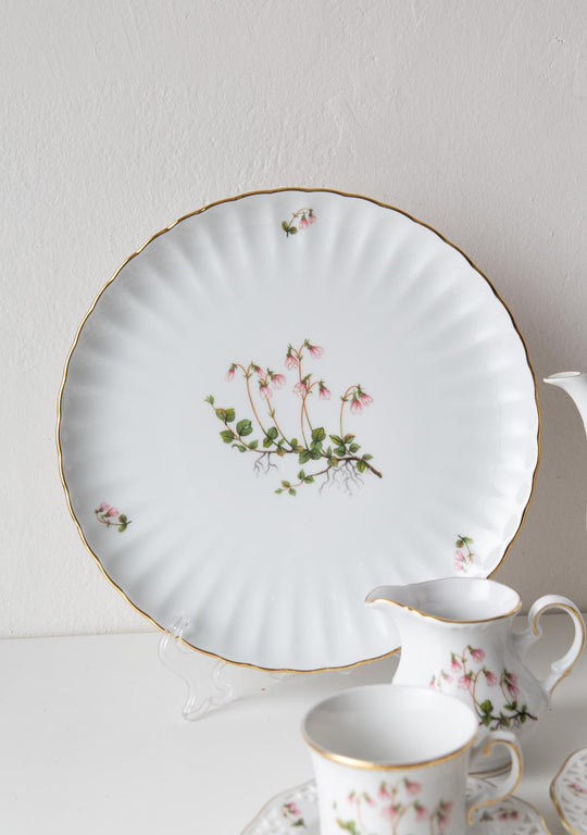 Juego café porcelana Hackefors PARA 12 "Linnaea Borealis" c. 1970 SIN ESTRENAR (40 PIEZAS)