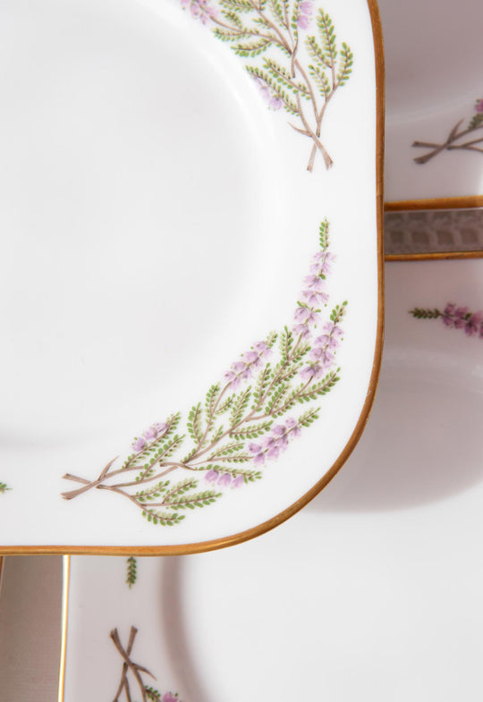 Juego café porcelana Hackefors PARA 12 "Ljung Calluna vulgaris" brezo c. 1950 (39 PIEZAS)