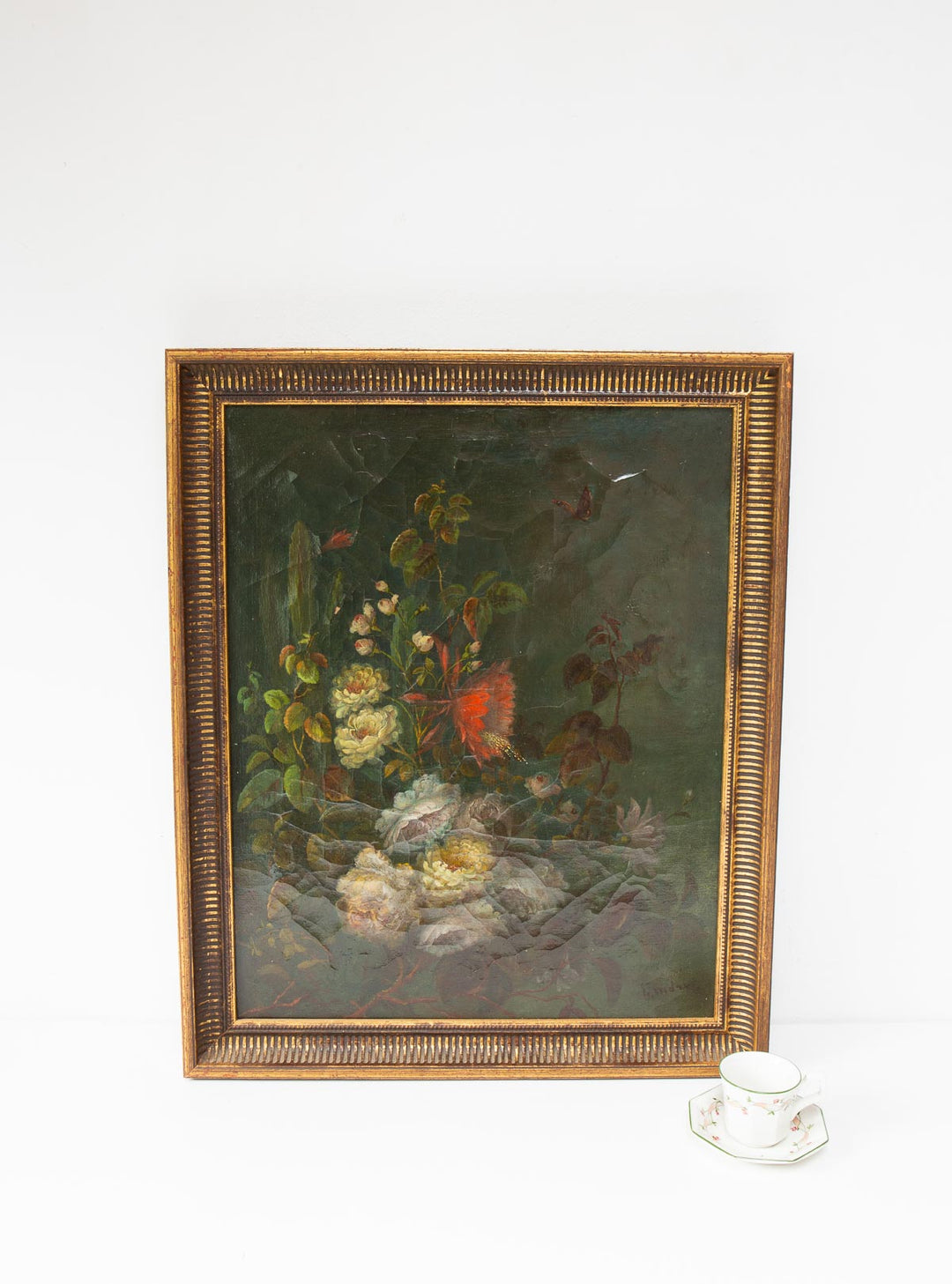 Antiguo bodegón bouquet flores fondo oscuro Gustave Marx (1855-1928)